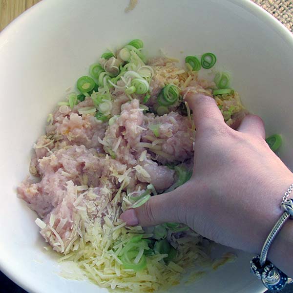 Mix the ingredients together with your hands.