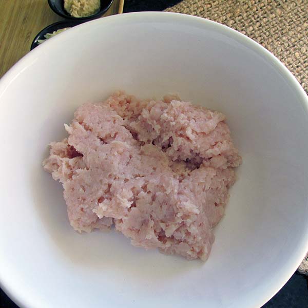 Add the chicken mince to a large bowl.