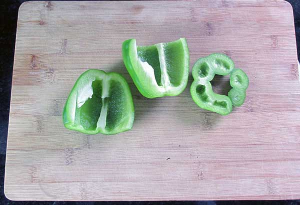 Pepper cut in half