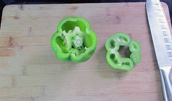 Put the top of the pepper to one side. 
