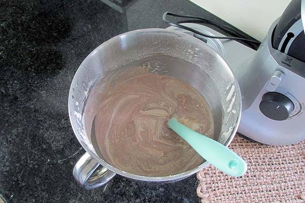 Fold in the chocolate mixture.