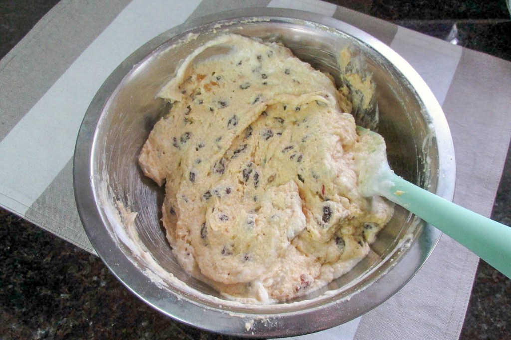 Fold the egg whites into the batter.