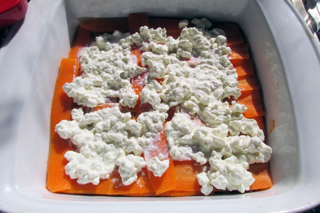 Next add half of the cottage cheese