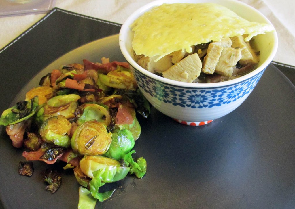 Chicken, bacon and mushroom pie with a parmesan crust