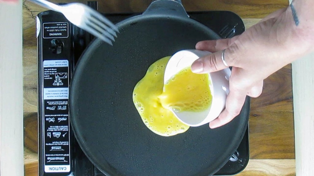 Pour the egg into the centre of your pan