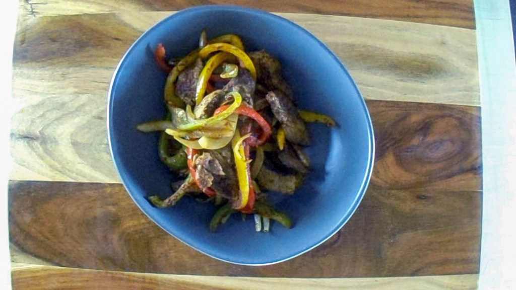 One tray steak fajitas ready to eat