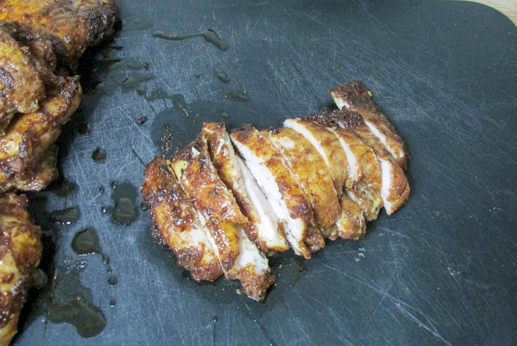 Chop the chicken when it has cooled slightly