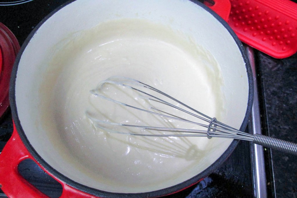 Continue whisking until you end up with a sauce consistency. 