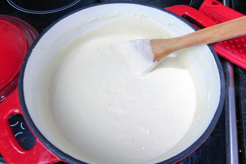 When the cheese has all melted it is ready to serve.