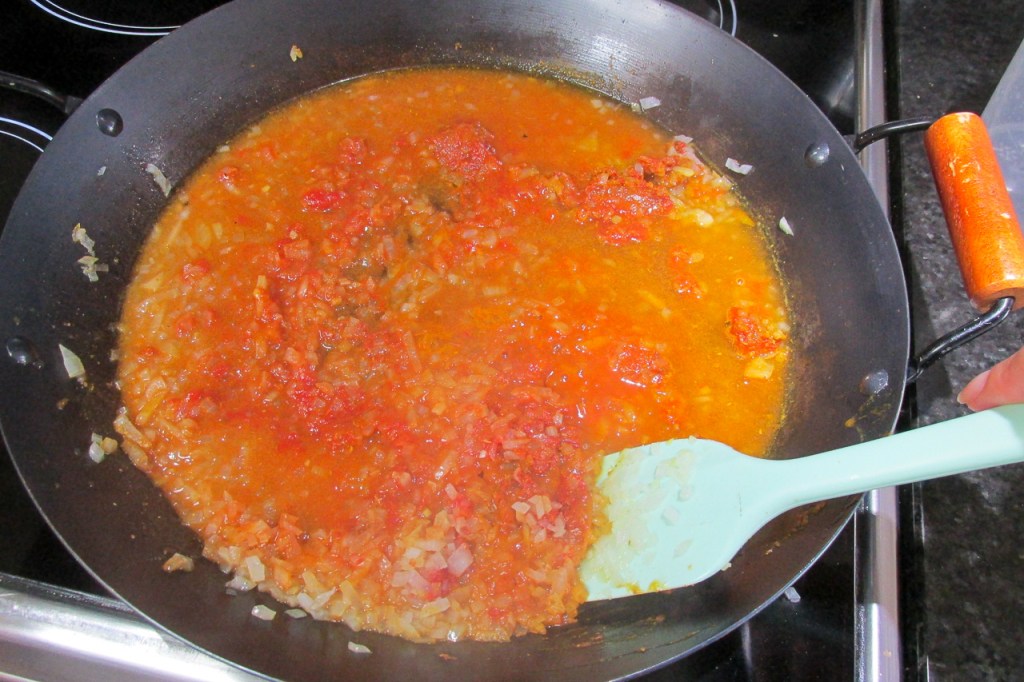 Then add the water and continue to mix.