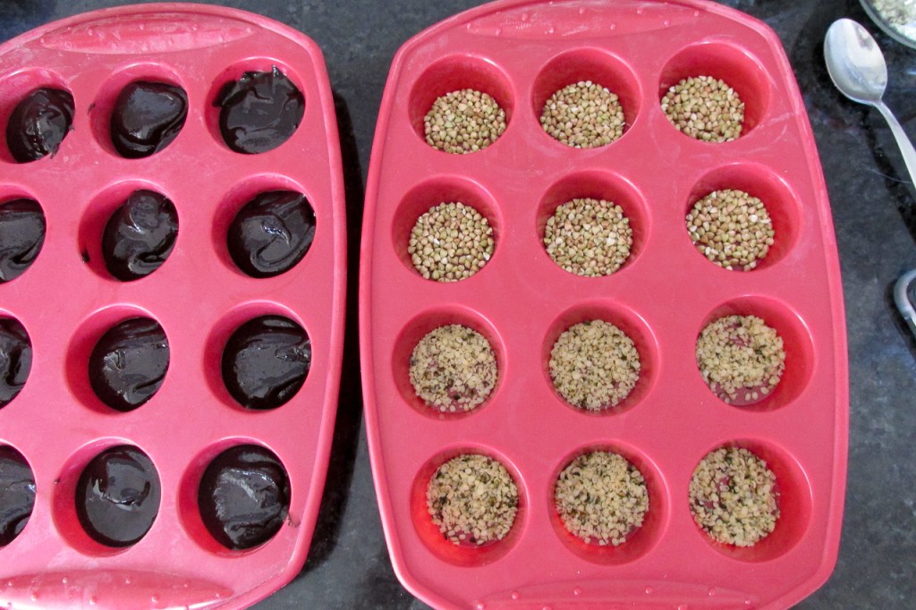 If you want to add something for some crunch put it in the bottom of the cupcake pan.