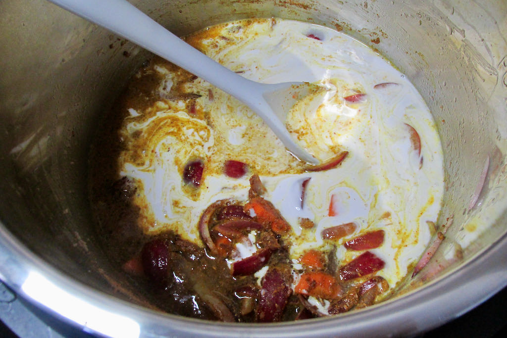 Add the coconut cream to the pot