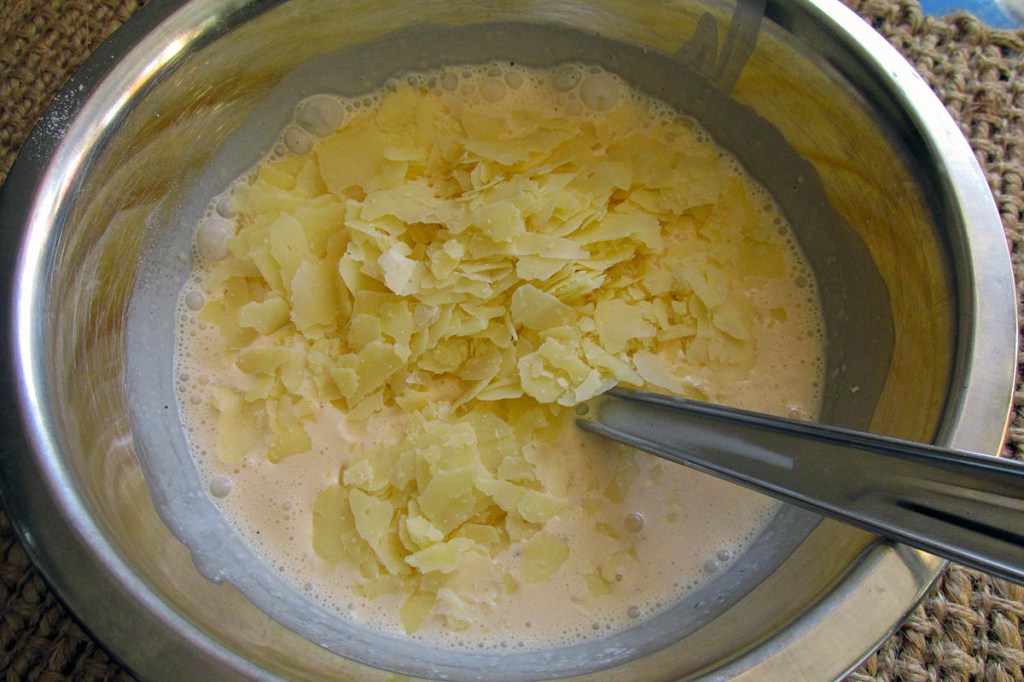 Add the parmesan to the eggs and cream.