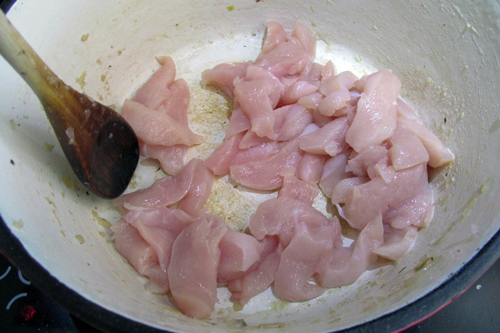 Cook the chicken in the pan the bacon was cooked in.