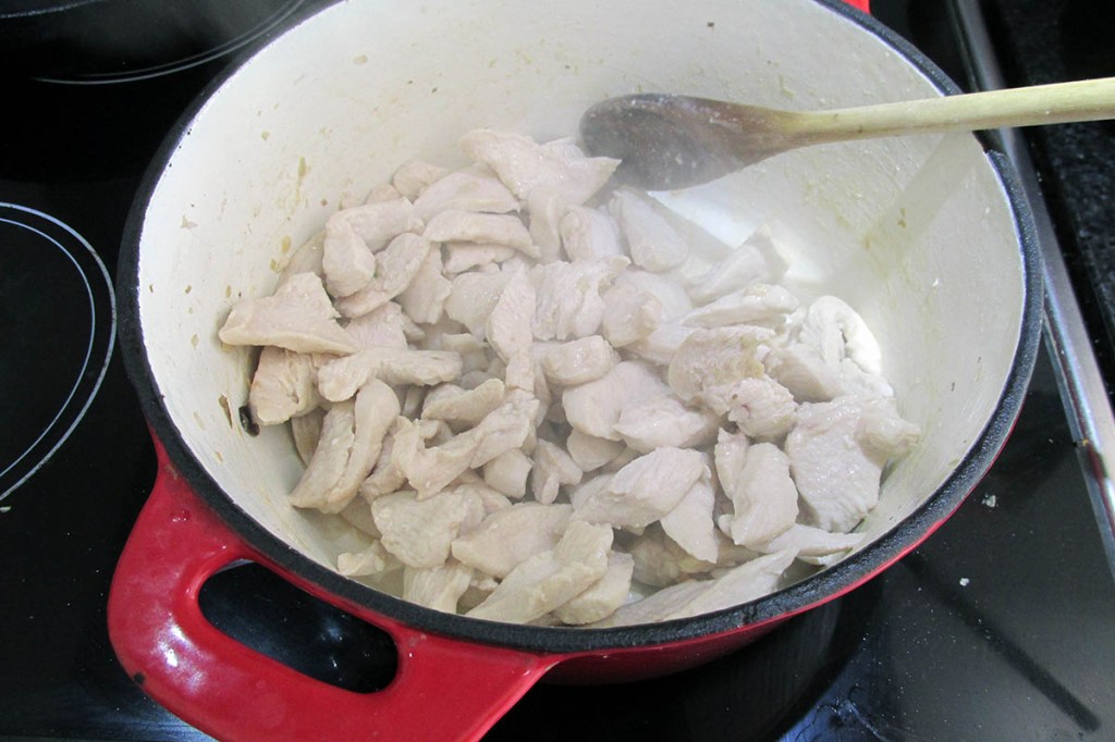 Cook the chicken in the pan the bacon was cooked in.