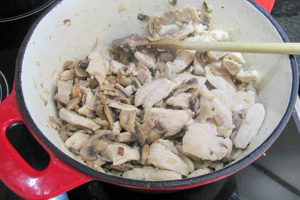 While the chicken is cooking start cooking the sprouts.
