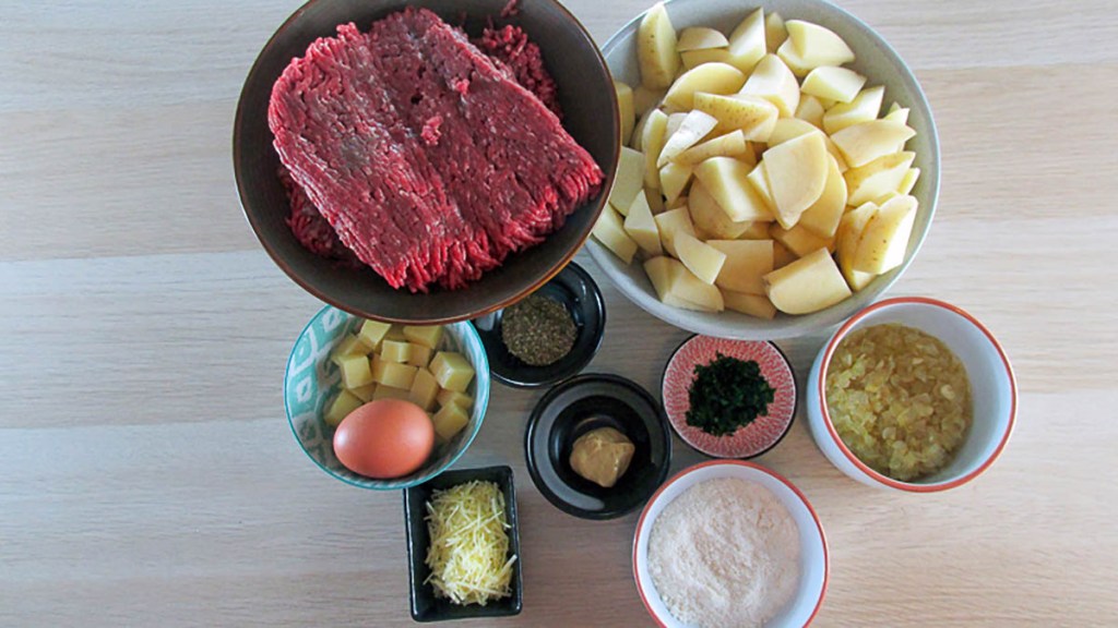 One tray mini meatloaf with potatoes ingredients