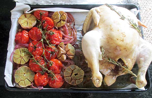 Check the chicken to make sure the meat is cooked and the juices are running clear