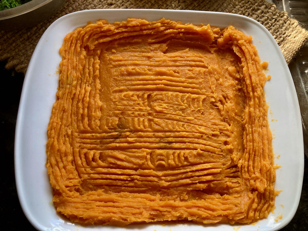 Spread out the sweet potato