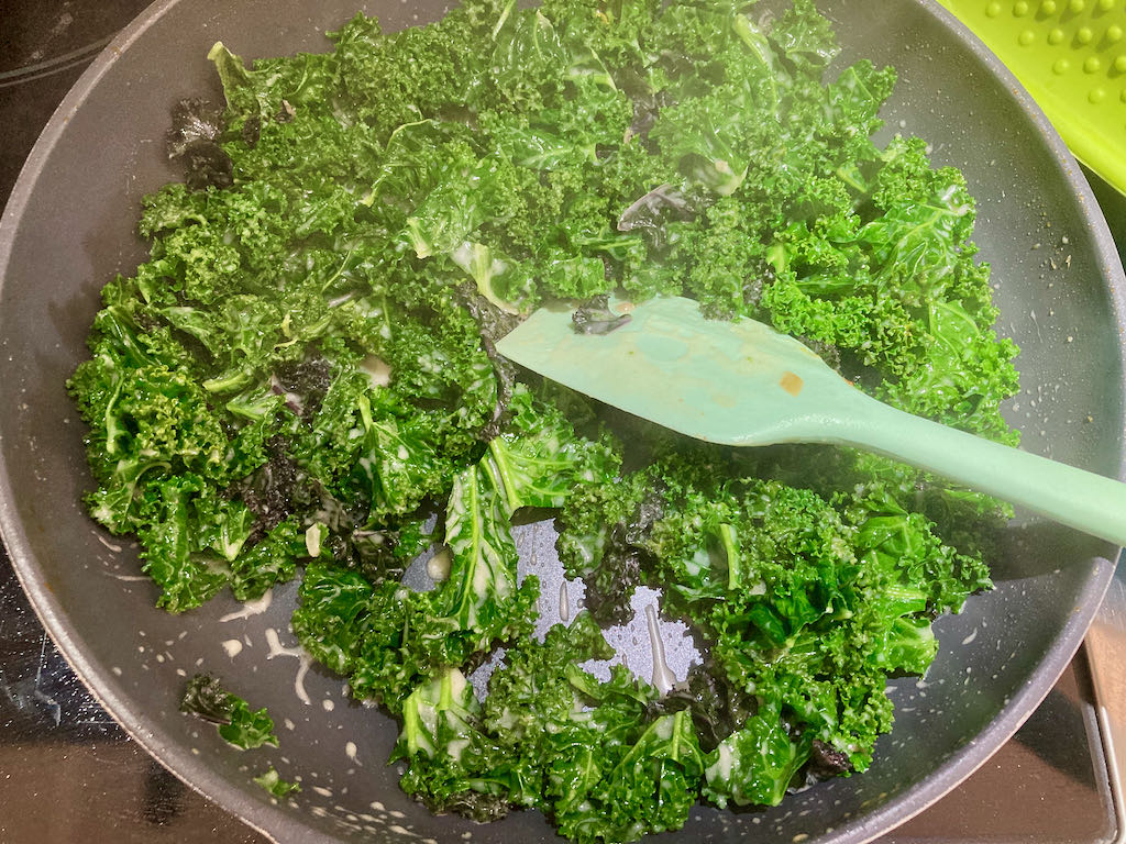 Cook the kale until it softens
